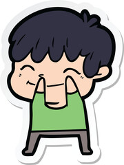 sticker of a cartoon happy boy