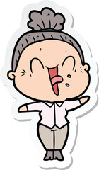 Fototapeta premium sticker of a cartoon happy old woman