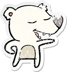 distressed sticker of a cartoon polar bear