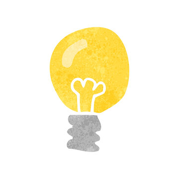freehand retro cartoon light bulb