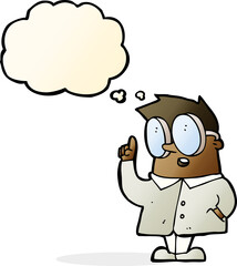 cartoon scientist with thought bubble