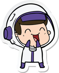 sticker of a happy cartoon astronaut