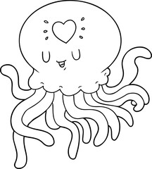 cartoon jellyfish in love
