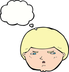 cartoon annoyed man with thought bubble