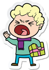 sticker of a cartoon furious man