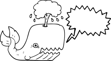 freehand drawn speech bubble cartoon whale spouting water