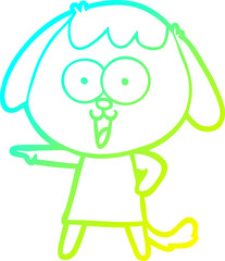 cold gradient line drawing of a cute cartoon dog