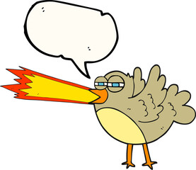 freehand drawn speech bubble cartoon bird