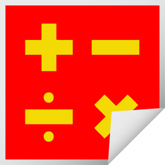 Fototapeta premium square peeling sticker cartoon of a math symbols