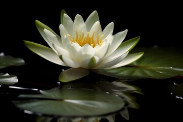 Beautiful white waterlily flower. Generative AI
