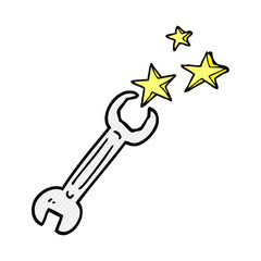 freehand drawn comic book style cartoon spanner