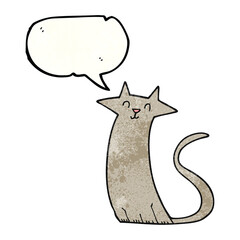 freehand speech bubble textured cartoon cat