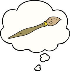 cartoon paint brush with thought bubble