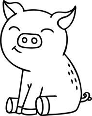 line drawing quirky cartoon pig