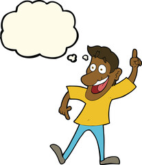 cartoon man with great idea with thought bubble