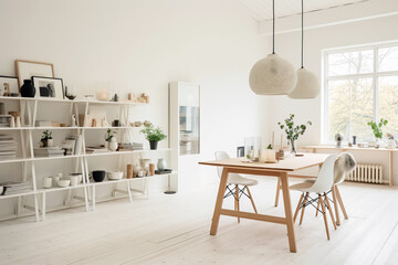 Modern living room interior design in Scandinavian and minimalist style