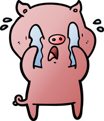 crying pig cartoon