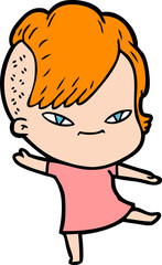 cute cartoon girl with hipster haircut