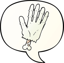 Fototapeta premium cartoon zombie hand with speech bubble in smooth gradient style