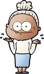 cartoon happy old woman