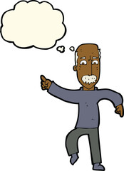 cartoon angry old man with thought bubble