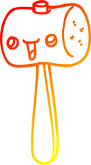 warm gradient line drawing of a cartoon mallet