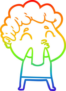 recommend clip art: rainbow gradient line drawing of a cartoon man pouting
