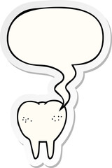 cartoon tooth with speech bubble sticker