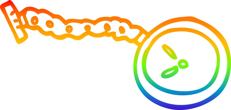 recommend clip art: rainbow gradient line drawing of a cartoon pocket watch