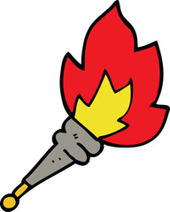 cartoon doodle flaming torch
