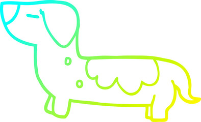 cold gradient line drawing of a cartoon dog