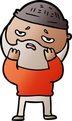 cartoon worried man with beard