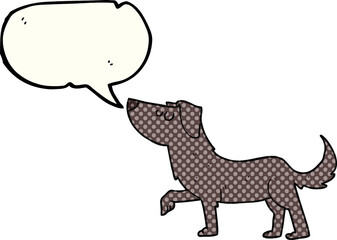 freehand drawn comic book speech bubble cartoon dog