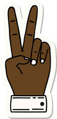 sticker of a peace symbol two finger hand gesture