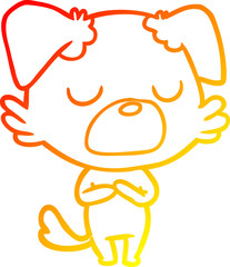 warm gradient line drawing of a cartoon dog