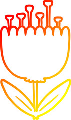 warm gradient line drawing of a cartoon flower