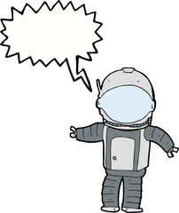 cartoon astronaut with speech bubble