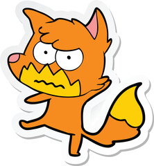 sticker of a cartoon annoyed fox