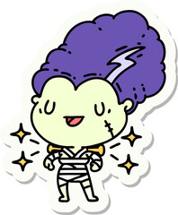 sticker of a tattoo style undead zombie bride character