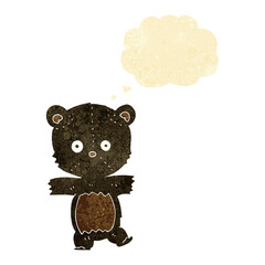 cartoon cute black bear with thought bubble