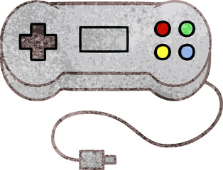 retro grunge texture cartoon of a game controller © lineartestpilot