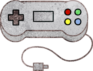 retro grunge texture cartoon of a game controller