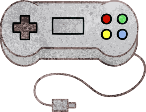 retro grunge texture cartoon of a game controller