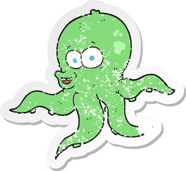 retro distressed sticker of a cartoon octopus