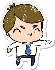 distressed sticker cartoon illustration of a kawaii cute boy