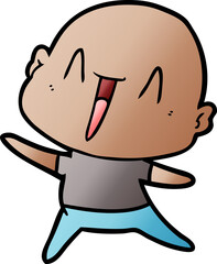 happy cartoon bald man