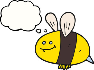 freehand drawn thought bubble cartoon bee