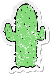 distressed sticker of a cartoon cactus