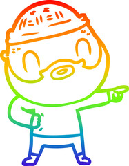rainbow gradient line drawing of a cartoon bearded man