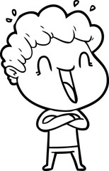 cartoon happy man laughing